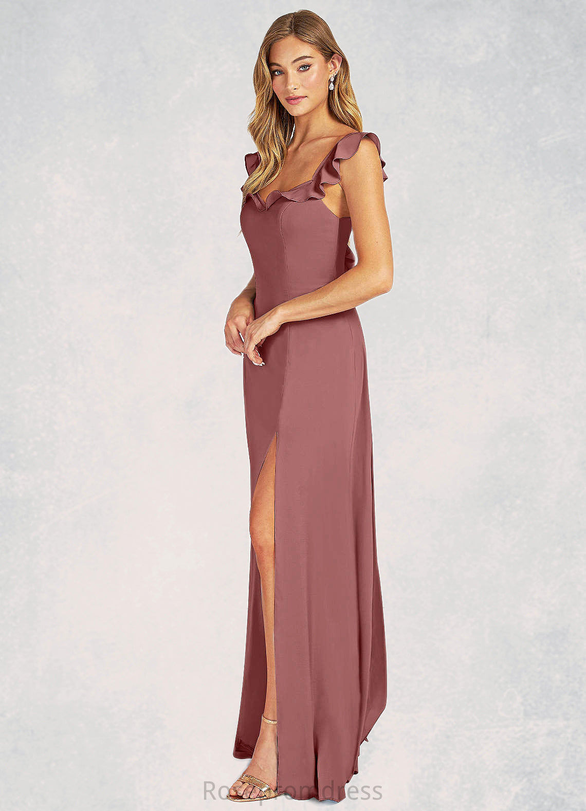 Vivienne A-Line Ruched Stretch Chiffon Floor-Length Dress SRSP0019774