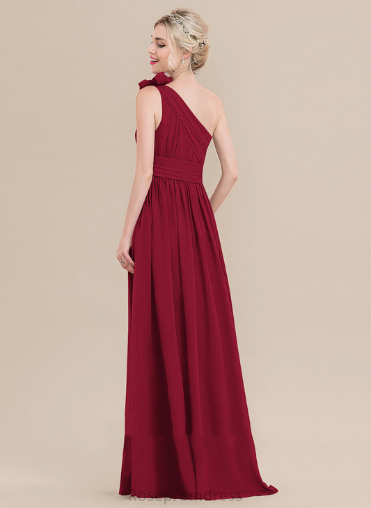Flower(s) Silhouette Embellishment Fabric A-Line Neckline Length Pleated One-Shoulder Floor-Length Skyler Sleeveless Bridesmaid Dresses
