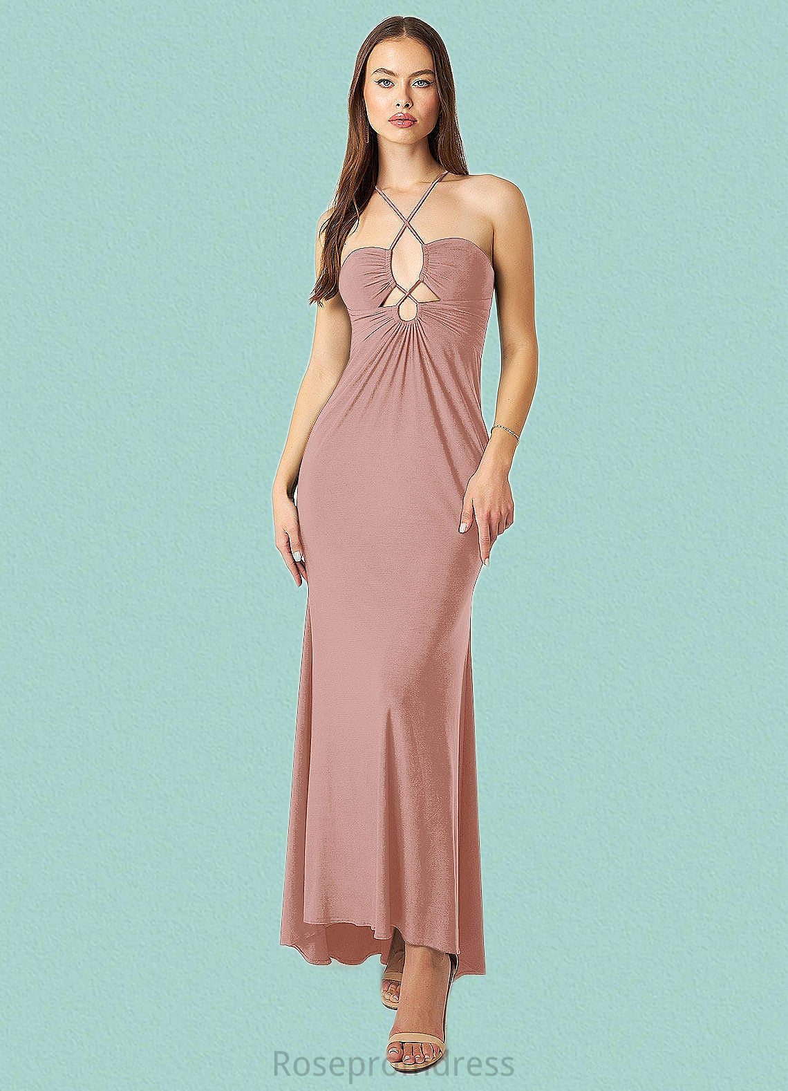 Paula Sheath Sweetheart Neckline Luxe Knit Asymmetrical Dress SRSP0019822