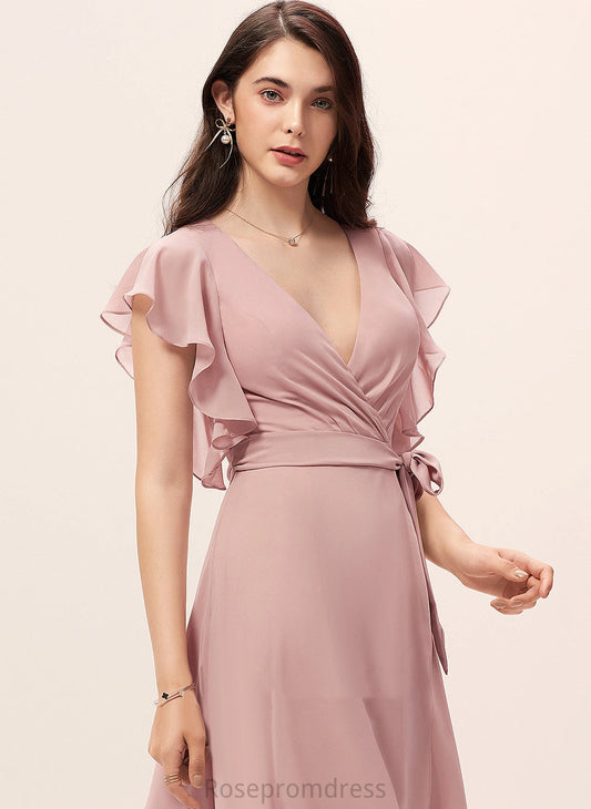 Silhouette Neckline A-line BackZip Fabric Embellishment V-Neck BackStyle Chloe Bridesmaid Dresses