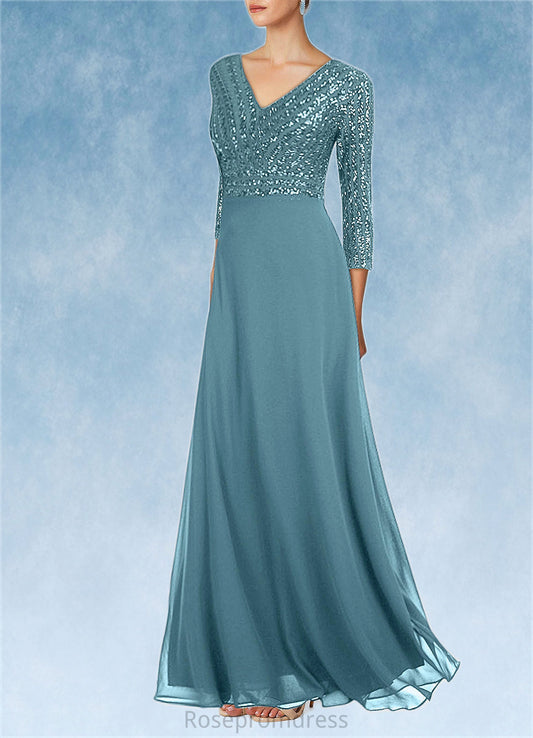 Regina A-Line Sequins Chiffon Floor-Length Dress SRSP0019887
