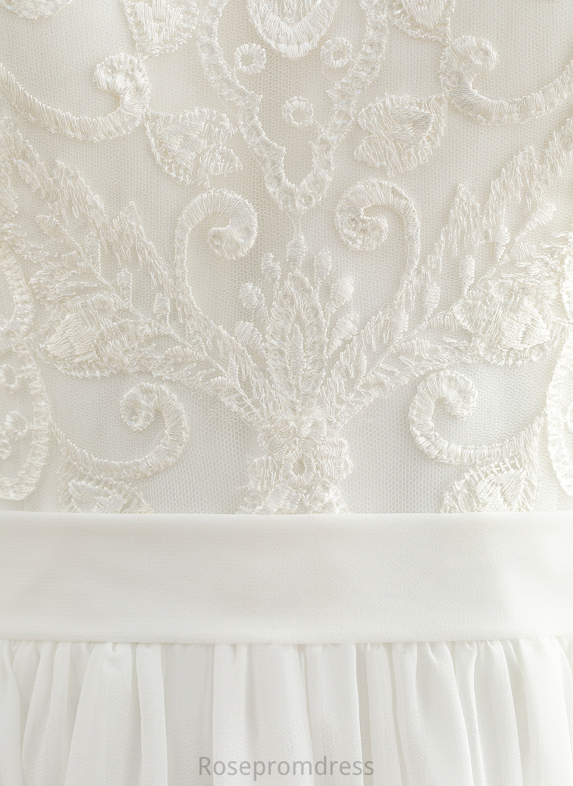Chiffon Dress Scoop With Lace Neck Wedding Wedding Dresses Knee-Length Fernanda A-Line Sequins
