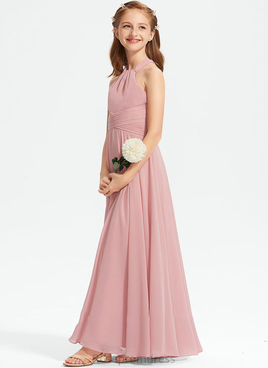 Chiffon Ruffle Square Poll With A-Line Neckline Junior Bridesmaid Dresses Floor-Length