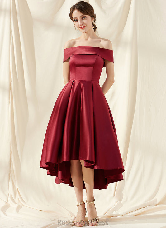 Pockets Off-the-Shoulder Length A-Line Neckline Embellishment Silhouette Asymmetrical Fabric Elva Bridesmaid Dresses