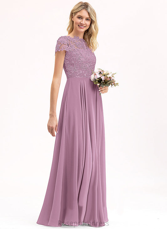 Length Floor-Length Fabric Straps&Sleeves Scoop Lace Silhouette A-Line Neckline Princess Bridesmaid Dresses