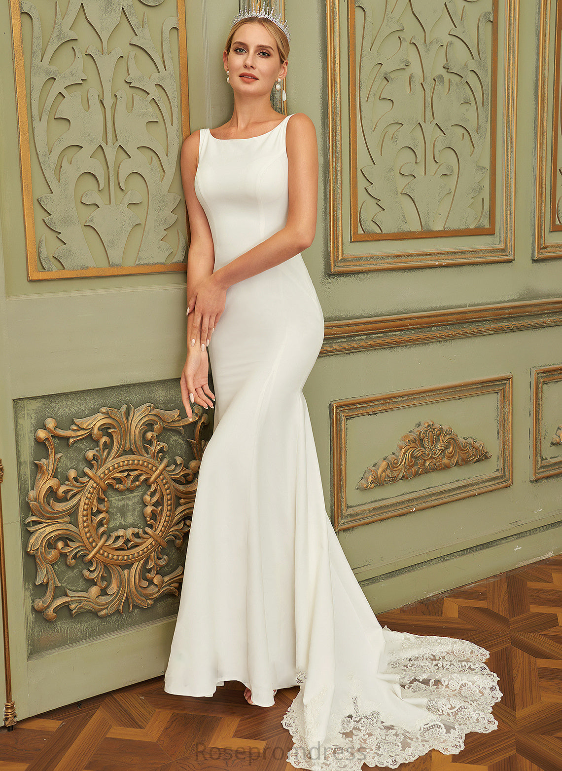 Lace Dress Wedding Dresses Scoop Chiffon Trumpet/Mermaid Lace Train Court Mylie Wedding Neck With