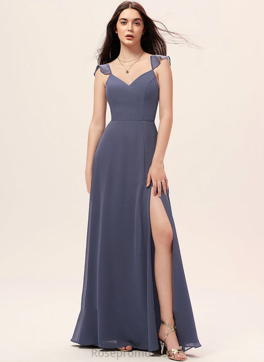 Neckline SplitFront Fabric Embellishment Length A-Line V-neck Silhouette Floor-Length Mia Bridesmaid Dresses