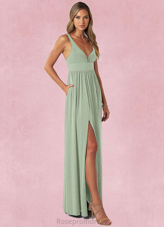 Peyton A-Line Pleated Luxe Knit Floor-Length Dress SRSP0019786