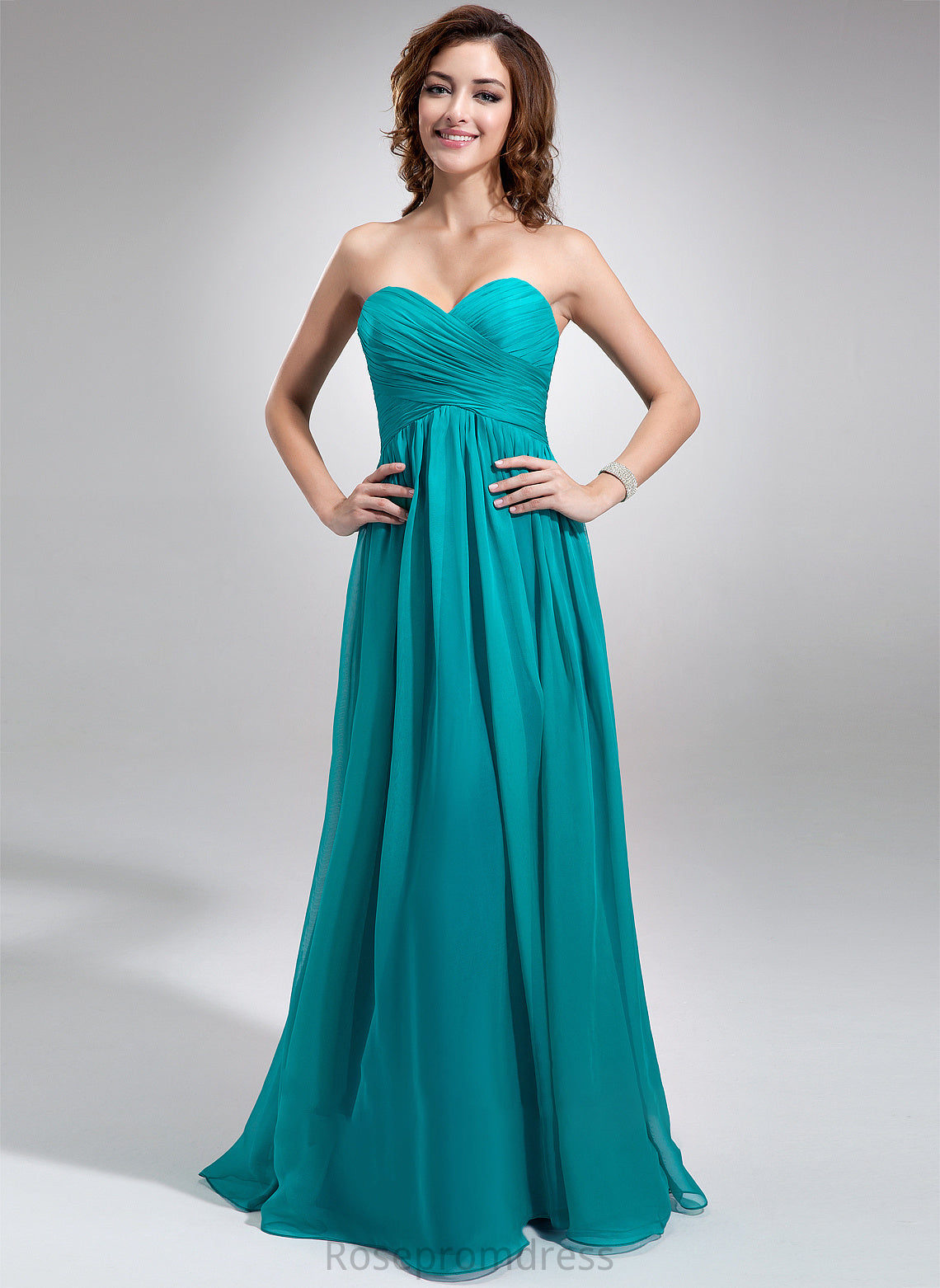 Ruffle Fabric Floor-Length Embellishment Neckline Sweetheart Empire Length Silhouette Carmen A-Line/Princess Natural Waist Bridesmaid Dresses