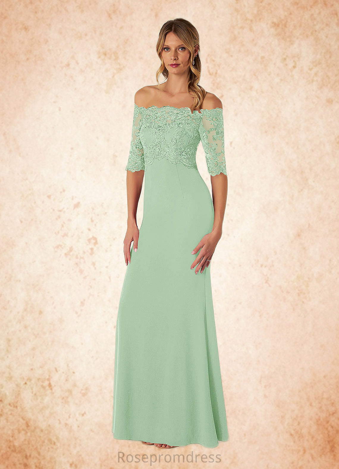 Cameron Mermaid Off the Shoulder Lace Floor-Length Dress SRSP0019919