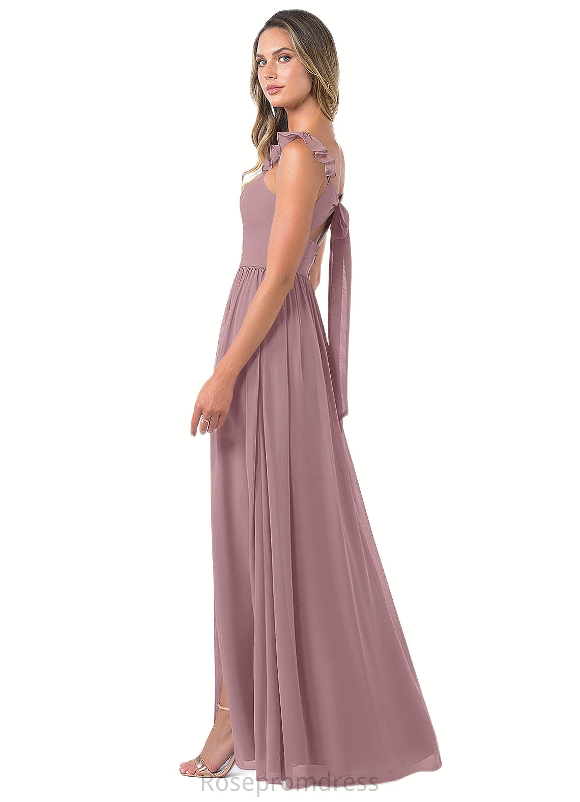 Araceli A-Line Ruched Chiffon Floor-Length Dress SRSP0019625