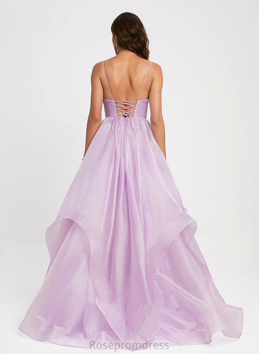 Prom Dresses Sweep V-neck Train Ball-Gown/Princess Organza Nina