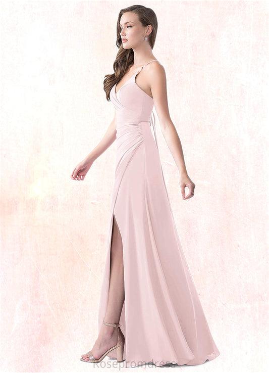 Paulina A-Line Pleated Chiffon Floor-Length Dress SRSP0019761