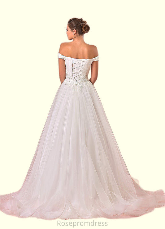Pamela Ball-Gown Sequins Tulle Chapel Train Dress SRSP0020098
