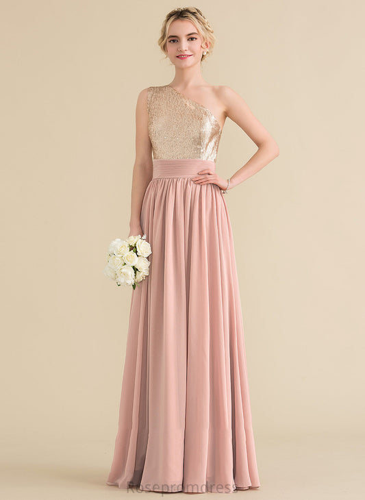One-Shoulder A-Line Sequined Silhouette Straps Fabric Neckline Length Floor-Length Gillian Bridesmaid Dresses