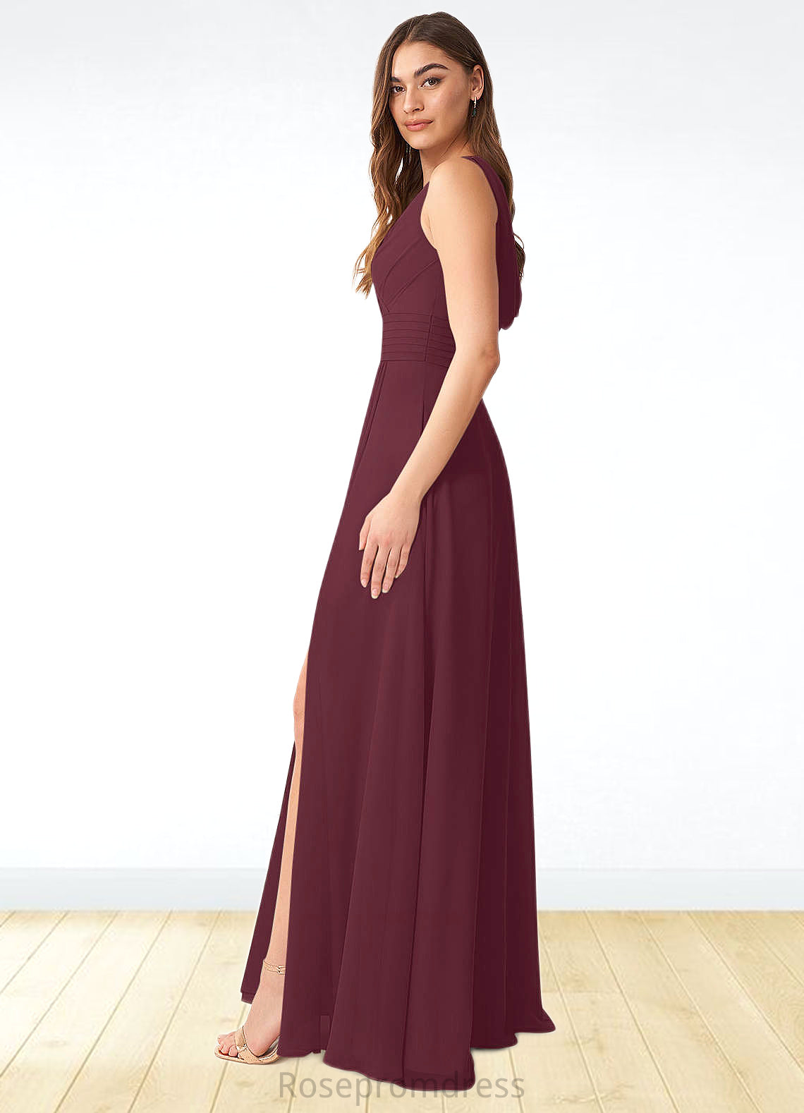 Alice A-Line Pleated Chiffon Floor-Length Dress SRSP0019671
