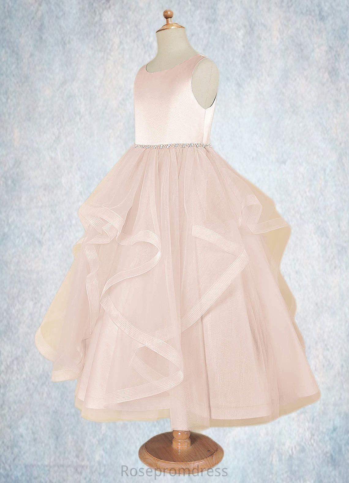 Jazlynn A-Line Beaded Tulle Ankle-Length Dress SRSP0020241