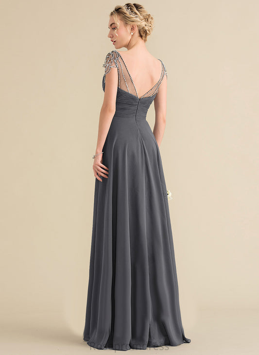 Length A-line Embellishment Silhouette Fabric Neckline Floor-Length V-Neck Natalia Bridesmaid Dresses