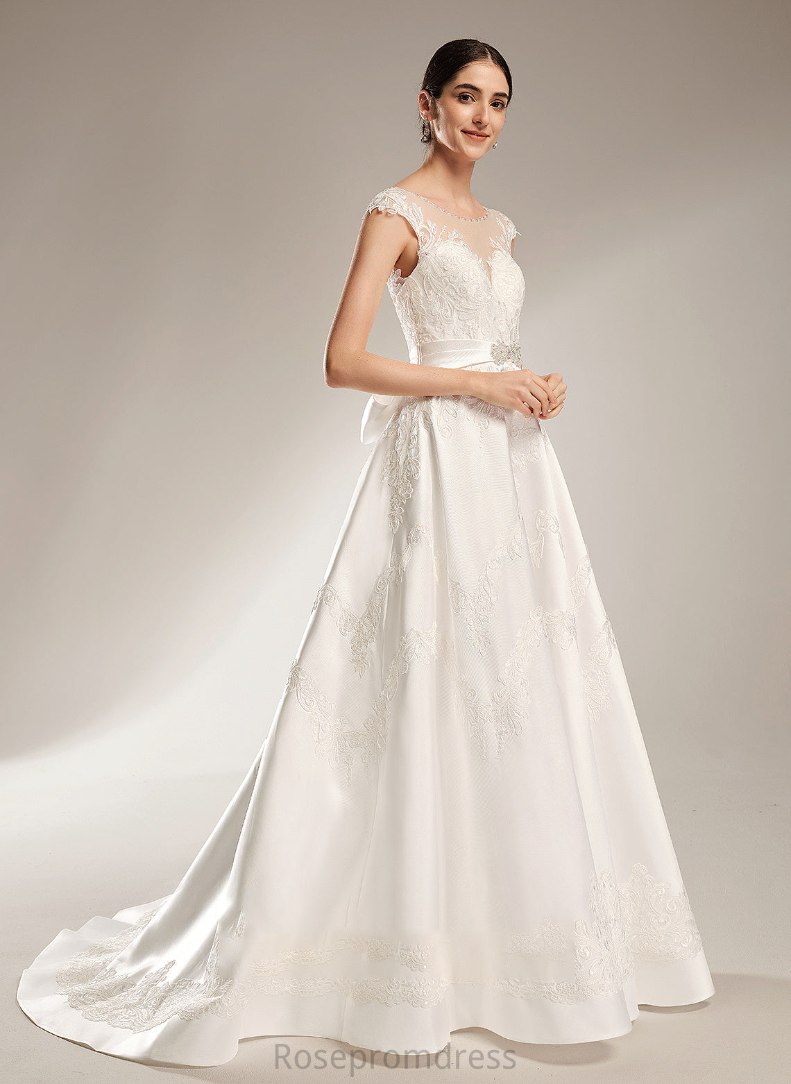 Ball-Gown/Princess With Sequins Dress Chapel Beading Train Anika Wedding Scoop Wedding Dresses Neck