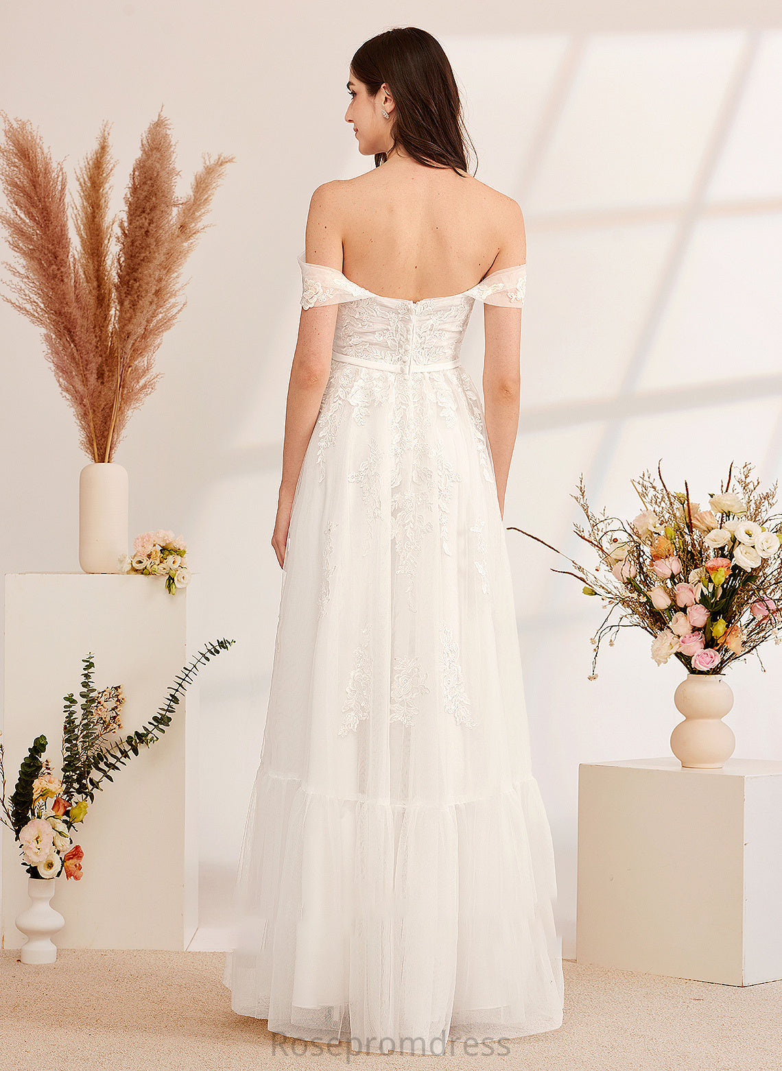 Dress Off-the-Shoulder Roselyn Sequins Wedding Floor-Length Beading Wedding Dresses With A-Line
