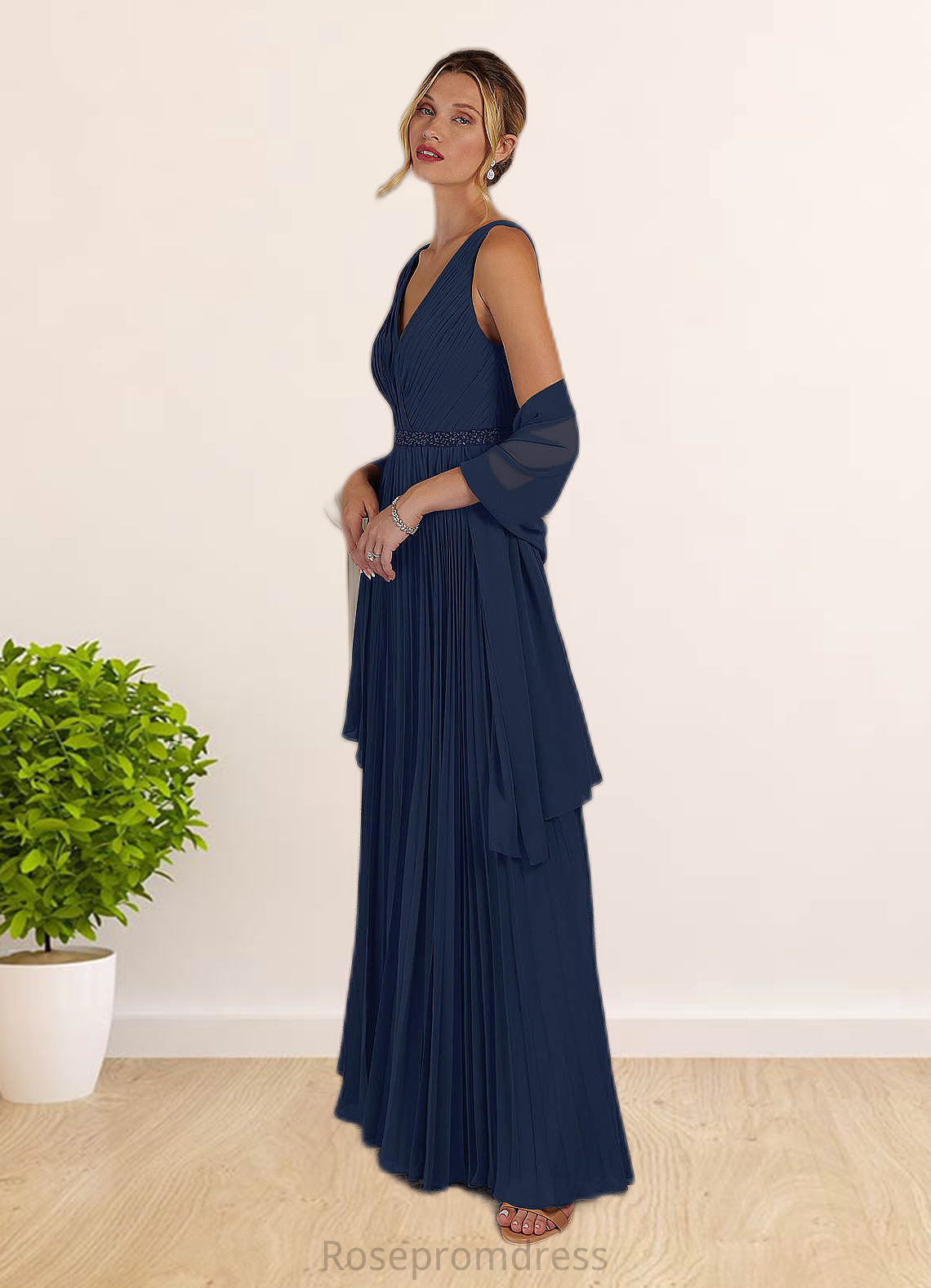 Dakota A-Line Sequins Chiffon Floor-Length Dress SRSP0019886