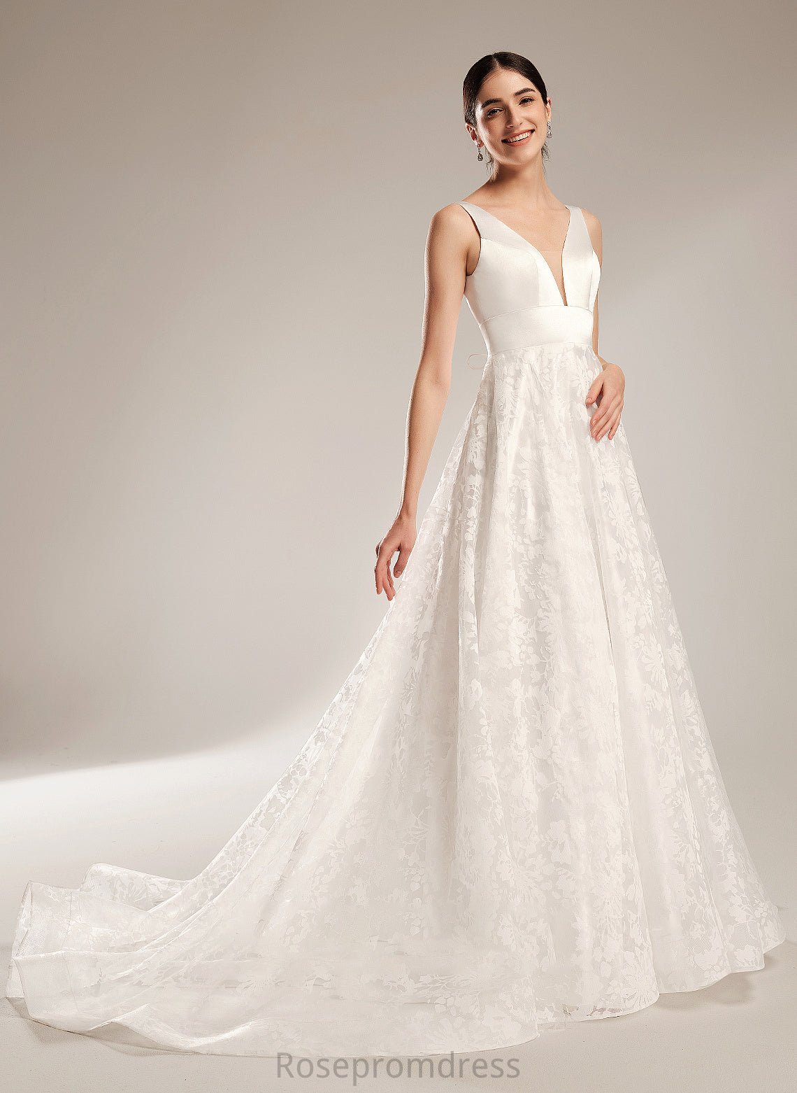 Chapel Wedding Dresses V-neck Ball-Gown/Princess Train Dress Aiyana Wedding