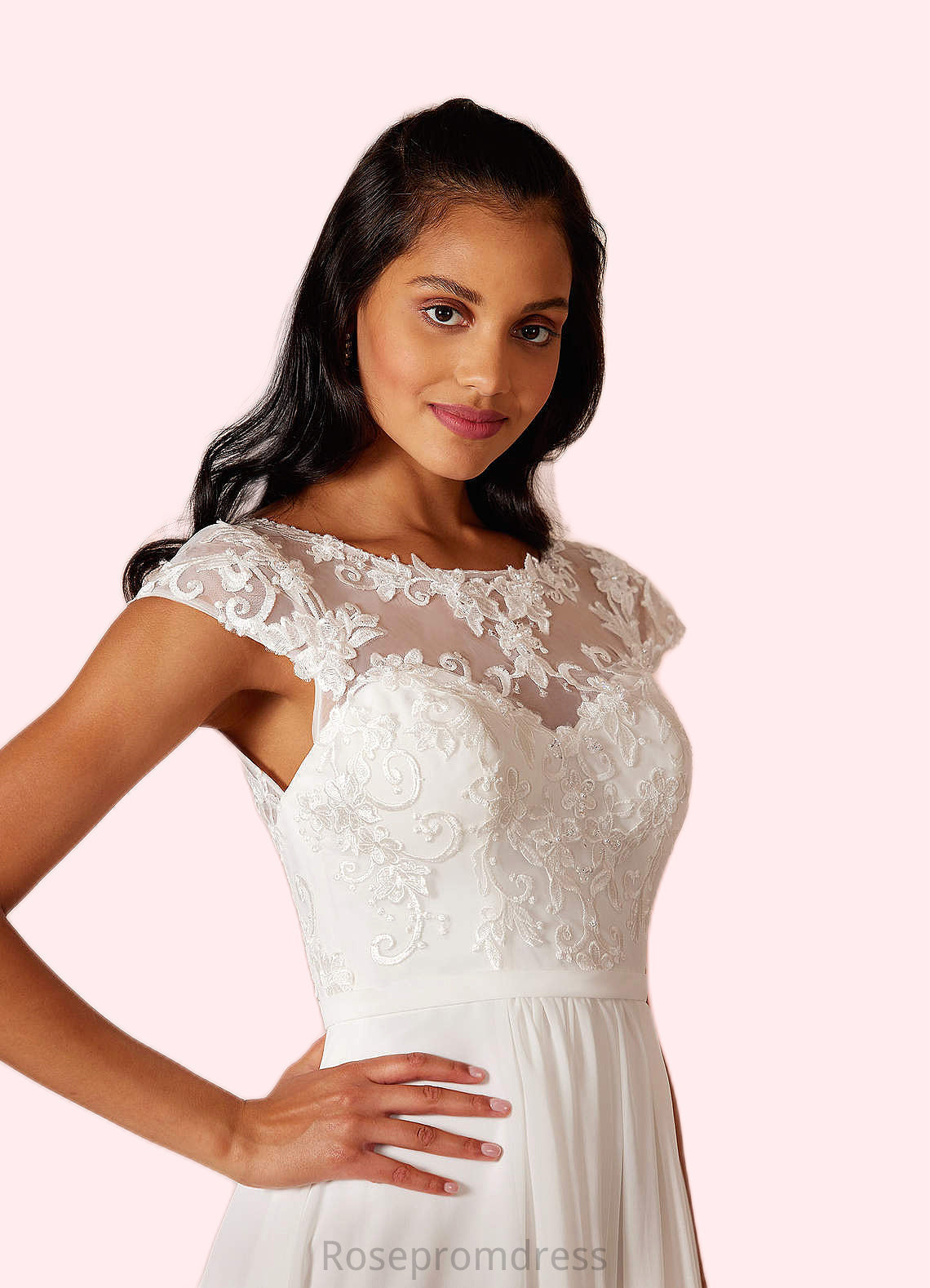 Litzy A-Line Sequins Chiffon Chapel Train Dress SRSP0020044