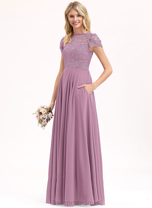 Pockets ScoopNeck Fabric Embellishment Neckline Floor-Length Length Silhouette A-Line Daisy V-Neck Natural Waist Bridesmaid Dresses