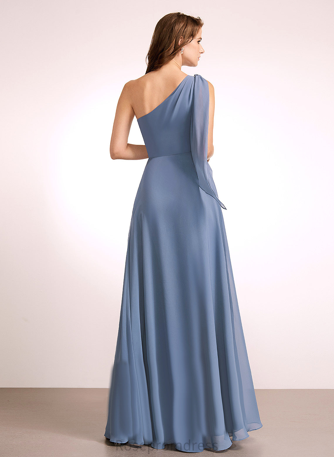OneShoulder Fabric Floor-Length Length Silhouette Neckline Embellishment A-line Brylee Straps Floor Length Natural Waist Bridesmaid Dresses
