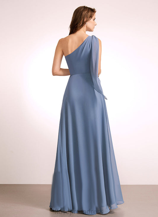 OneShoulder Fabric Floor-Length Length Silhouette Neckline Embellishment A-line Brylee Straps Floor Length Natural Waist Bridesmaid Dresses