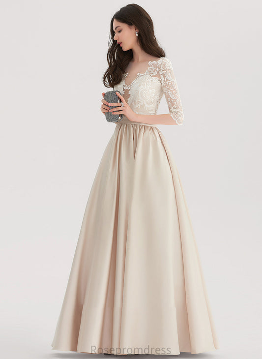 Scoop Prom Dresses Neck Ball-Gown/Princess Satin Floor-Length Gemma