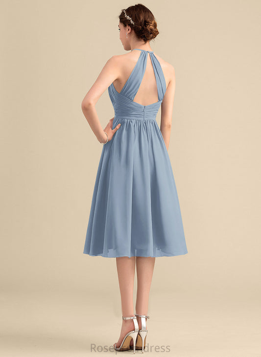 Neckline Fabric Length A-line Silhouette Straps&Sleeves Scoop Knee-Length Sasha Sleeveless Natural Waist V-Neck Bridesmaid Dresses