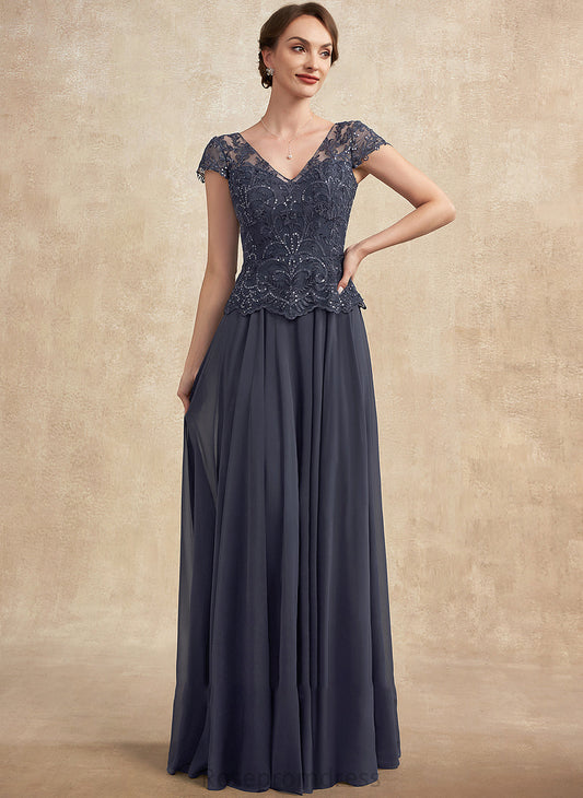 of V-neck Chiffon Bride Sequins Floor-Length With A-Line Rihanna Mother the Lace Dress Mother of the Bride Dresses