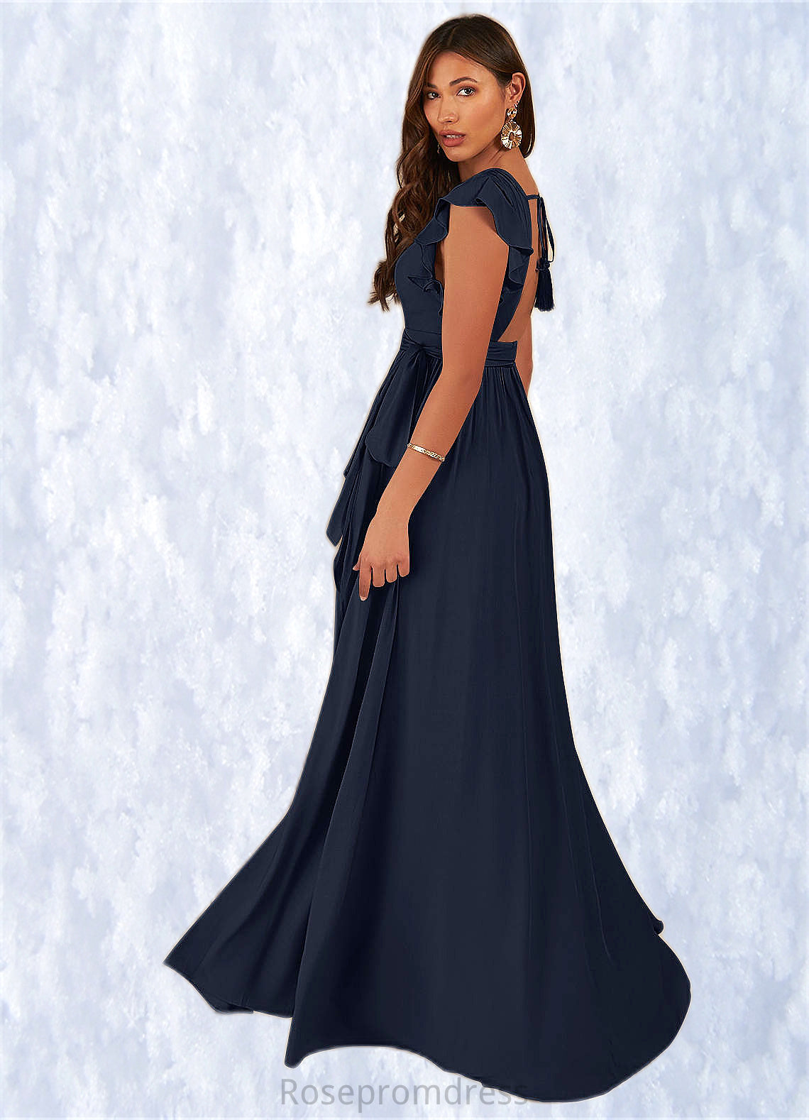 Urania A-Line Pleated Viscose Floor-Length Dress SRSP0019727