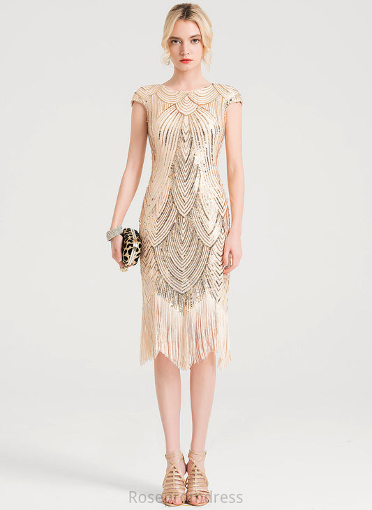 Neck Lainey Knee-Length Sequined Cocktail Scoop Cocktail Dresses Dress Sheath/Column