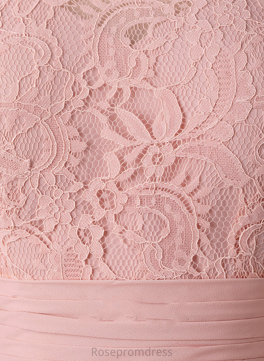 A-Line Ruffle Silhouette ScoopNeck Embellishment SplitFront Floor-Length Fabric Neckline Length Deja Spaghetti Staps Bridesmaid Dresses