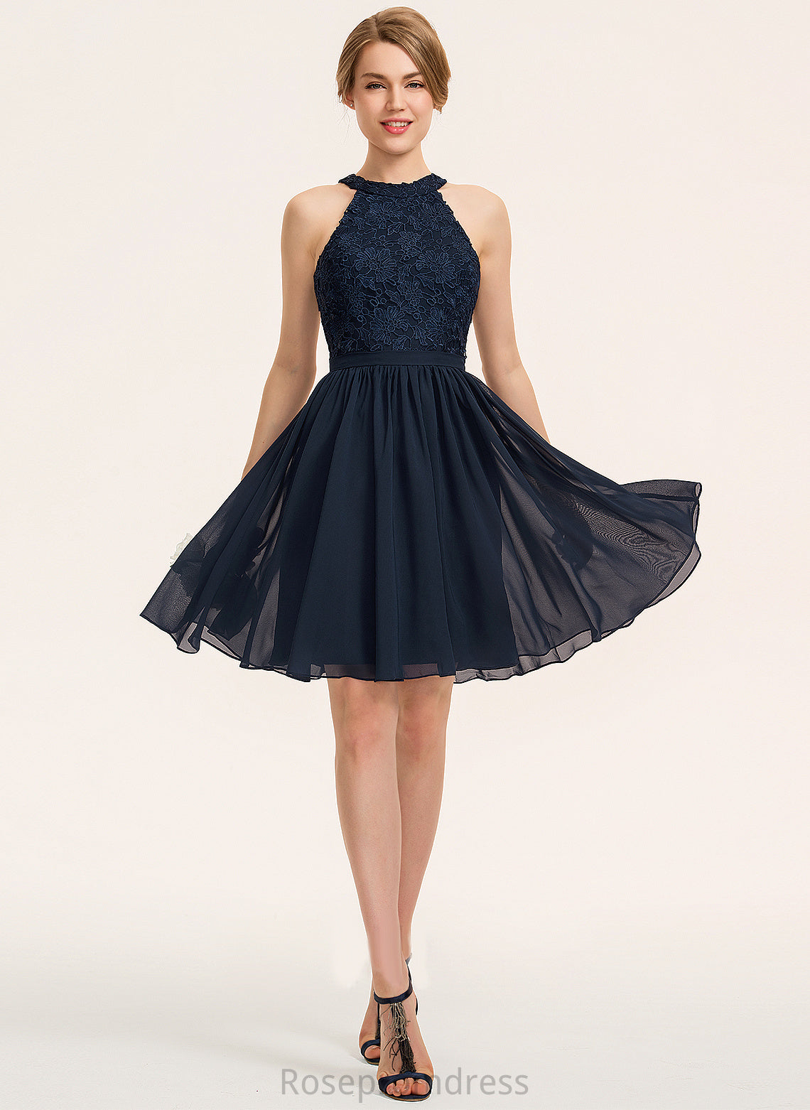 Ruffle ScoopNeck Silhouette Length Embellishment Neckline Fabric Knee-Length A-Line Lucy Natural Waist Floor Length Bridesmaid Dresses