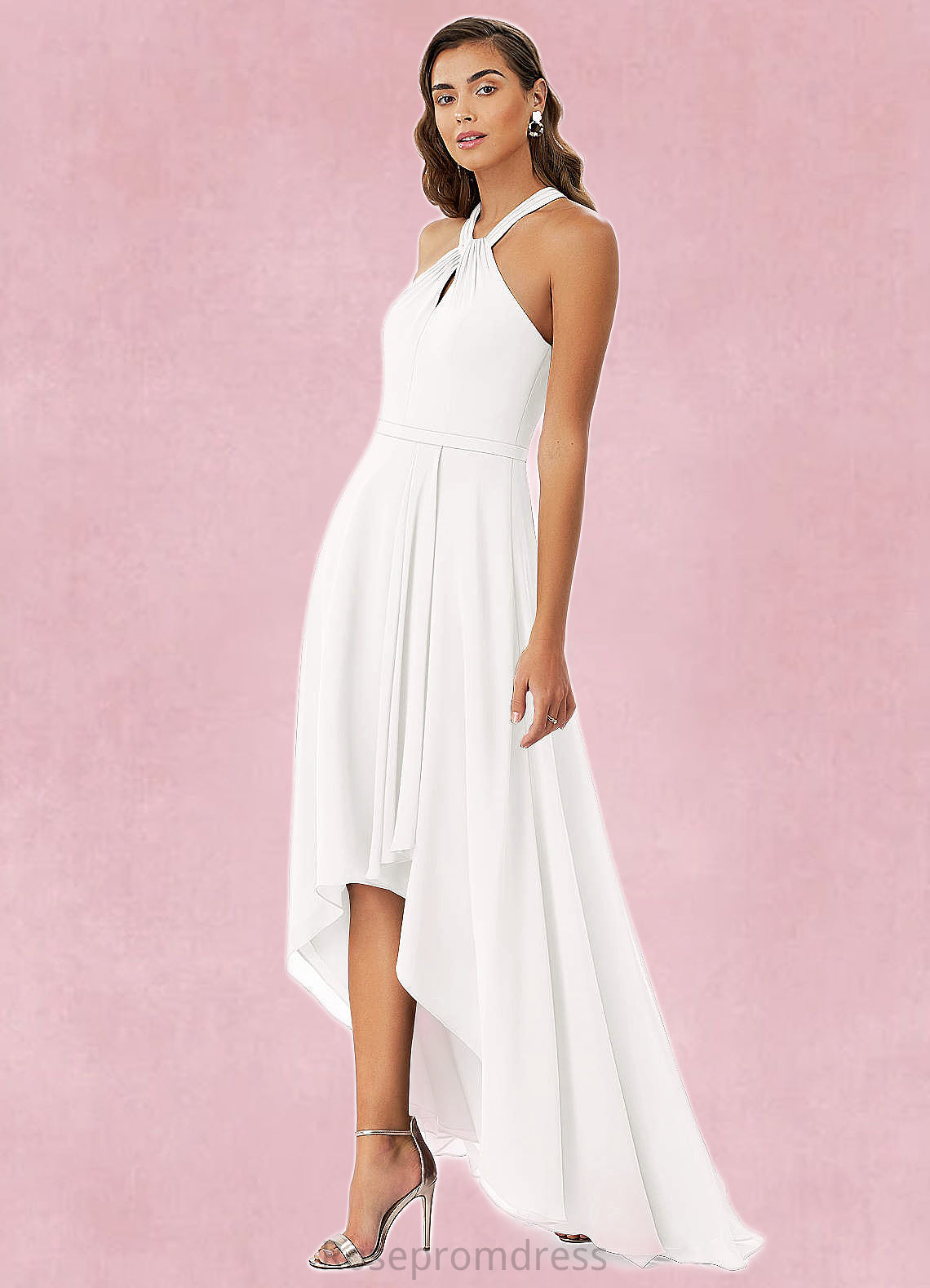 Caroline A-Line Pleated Chiffon Asymmetrical Dress SRSP0019736