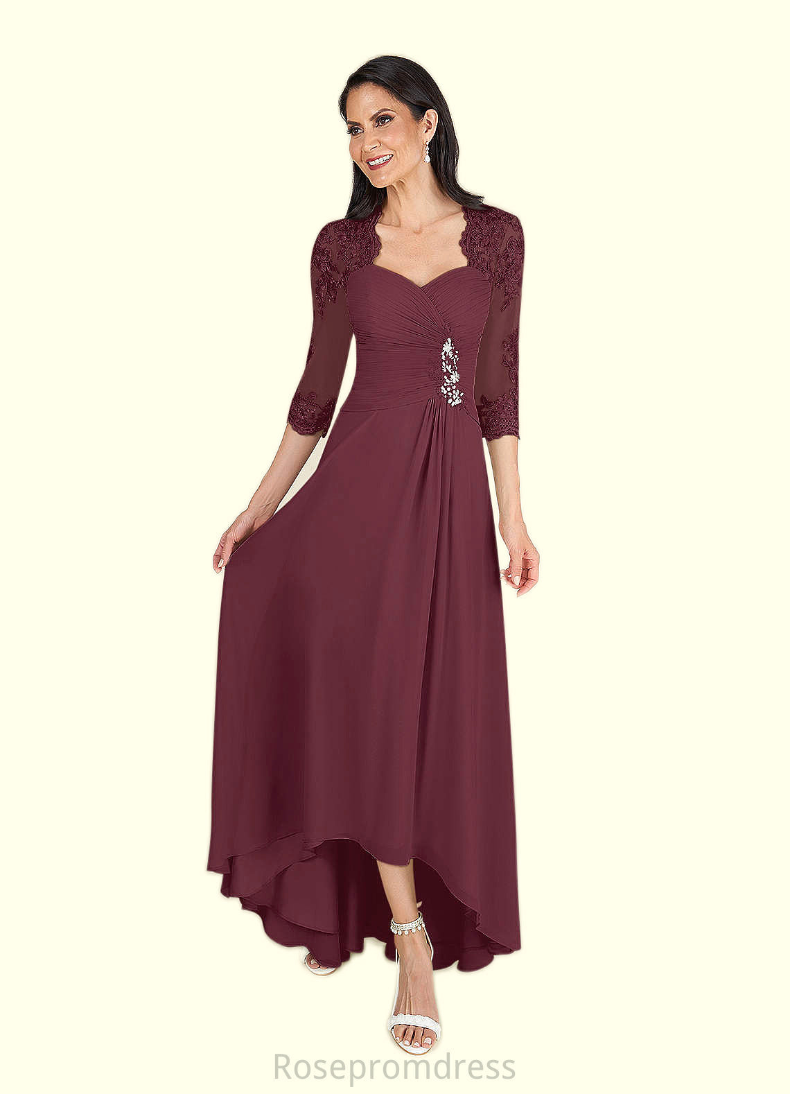 Janiya A-Line Lace Chiffon Asymmetrical Dress SRSP0019875
