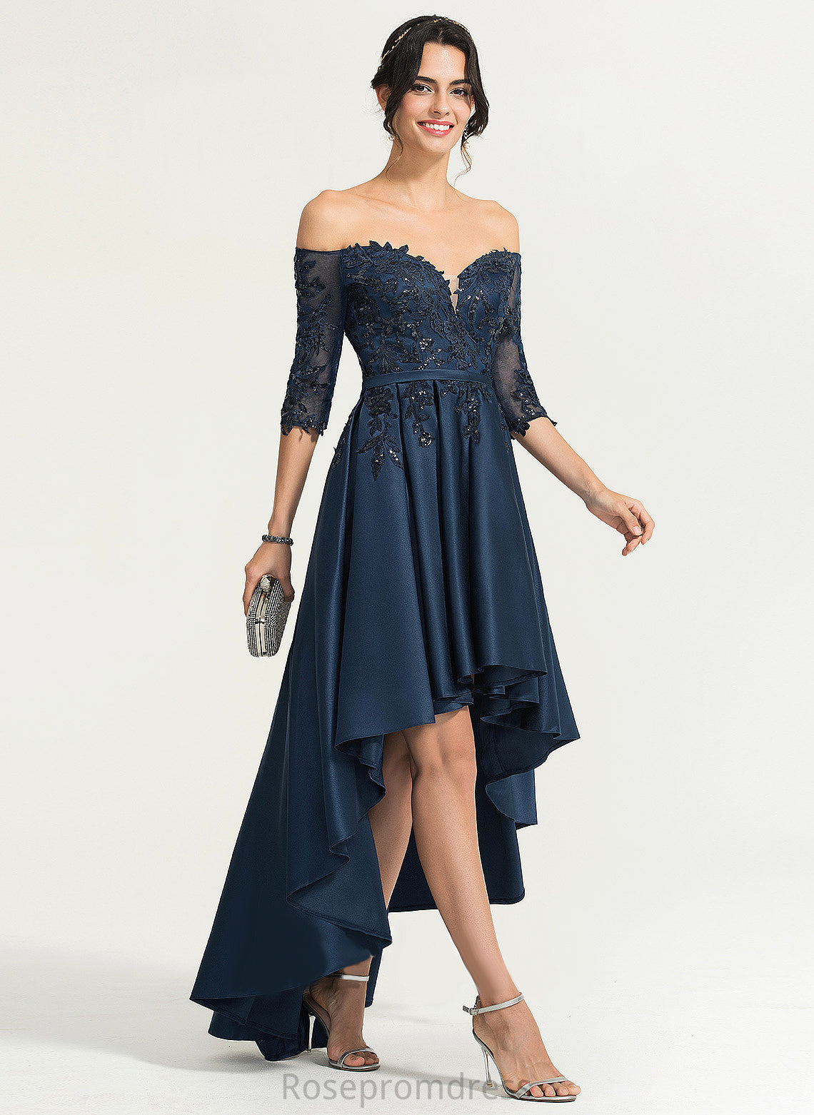 Off-the-Shoulder Prom Dresses Sequins Aliza Ball-Gown/Princess With Asymmetrical Satin