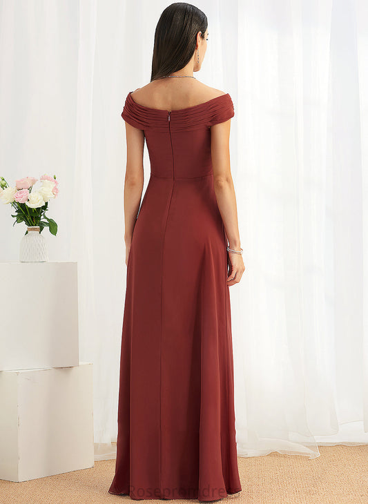 Sheath/Column Neckline Length Floor-Length Silhouette Ruffle Fabric Off-the-Shoulder Embellishment Vanessa Bridesmaid Dresses