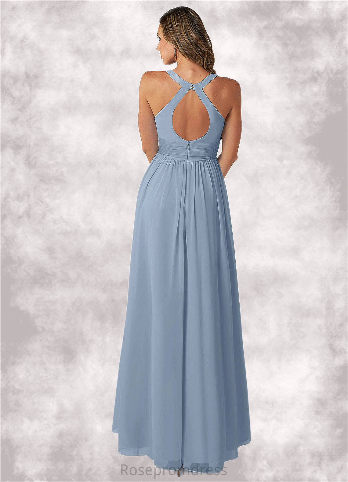 Mattie A-Line Pleated Chiffon Floor-Length Dress SRSP0019735