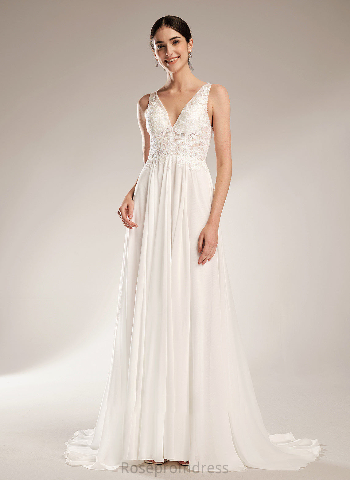 Guadalupe With V-neck Beading Sequins Court Train Dress A-Line Wedding Dresses Wedding