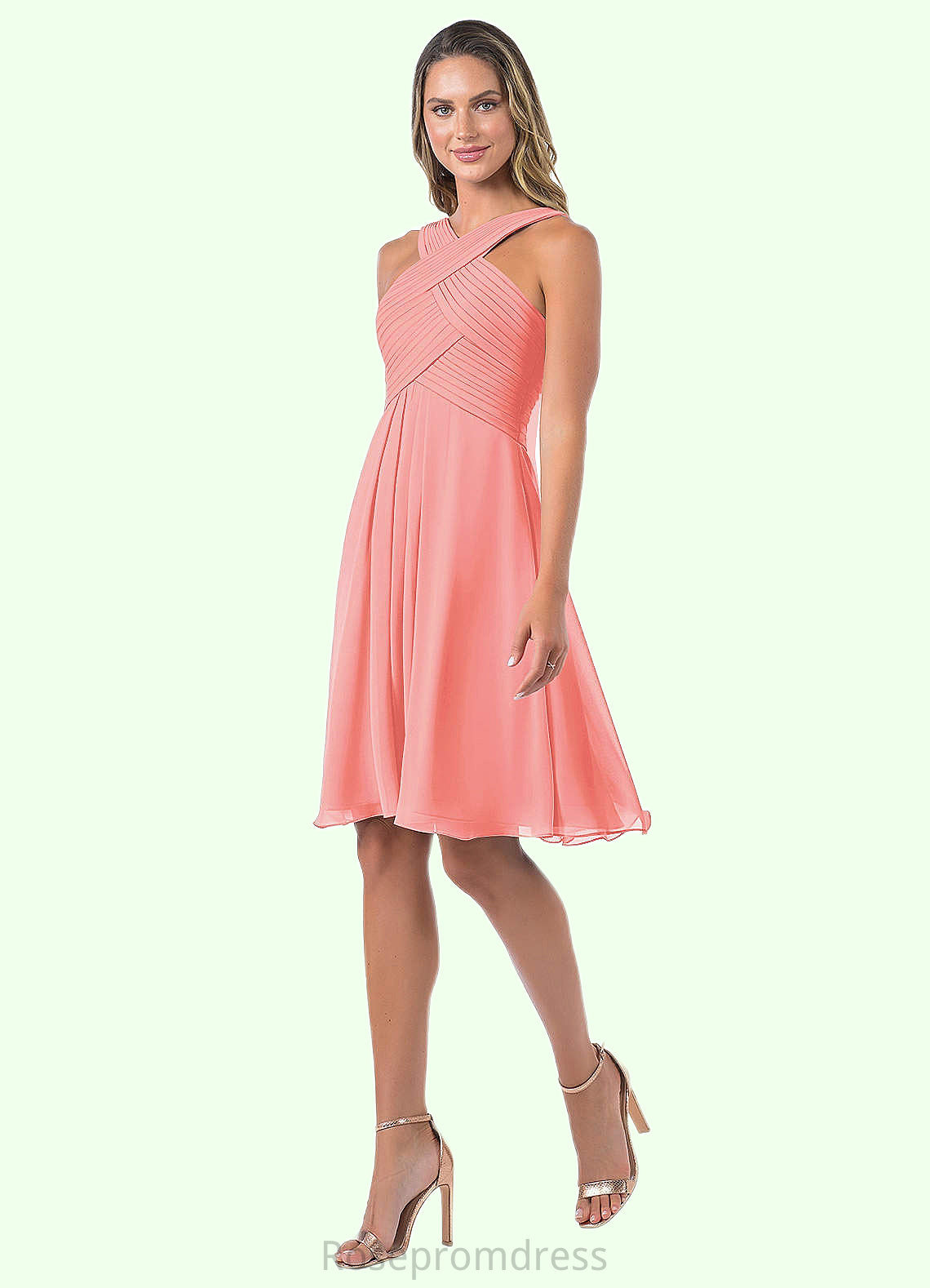 Aliya A-Line Pleated Chiffon Knee-Length Dress SRSP0019679