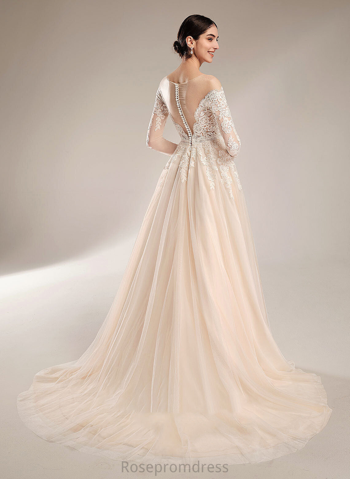 Dress Ball-Gown/Princess Wedding Dresses Raquel Train With Illusion Wedding Sequins Chapel