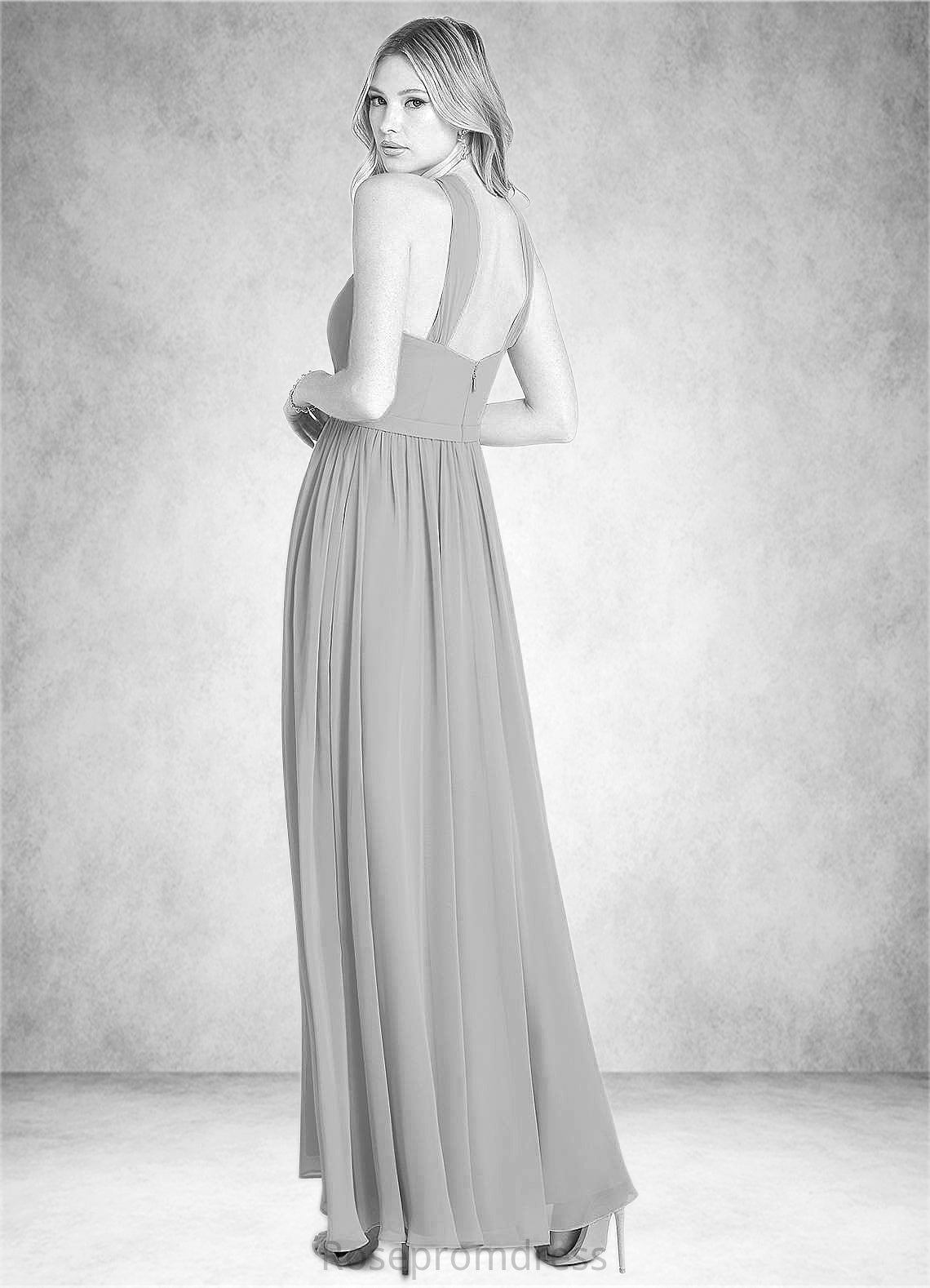 Alejandra A-Line Pleated Chiffon Floor-Length Dress SRSP0019714