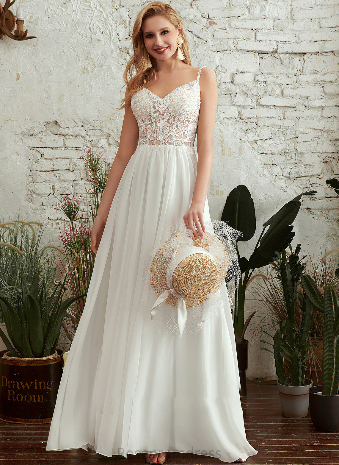 Dress Split Wedding Nan Wedding Dresses Beading V-neck With Floor-Length A-Line Front