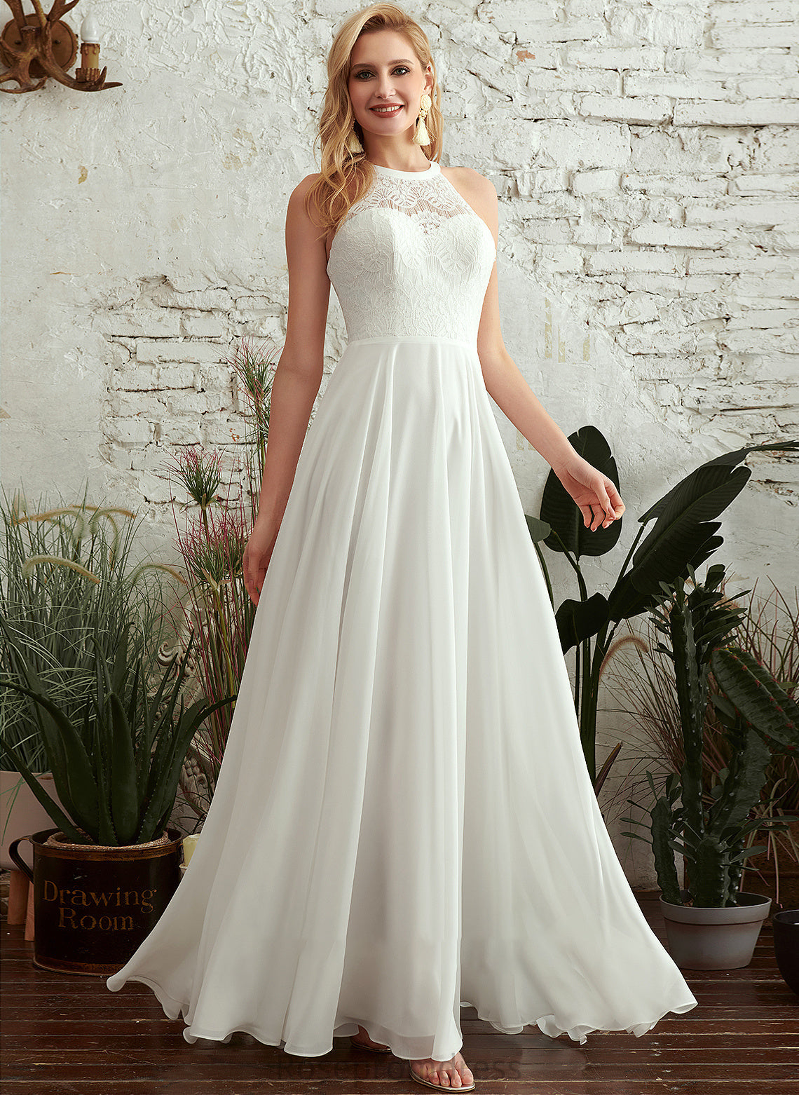 A-Line Scoop Kaylynn Wedding Dresses Wedding Neck Dress Floor-Length