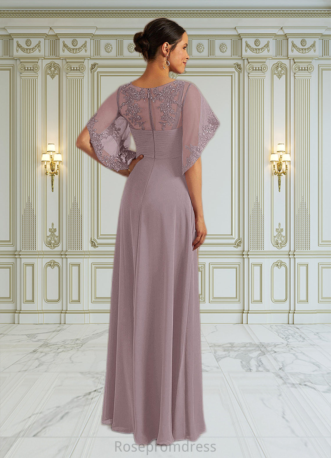 Peyton A-Line Sequins Lace Floor-Length Dress SRSP0019941