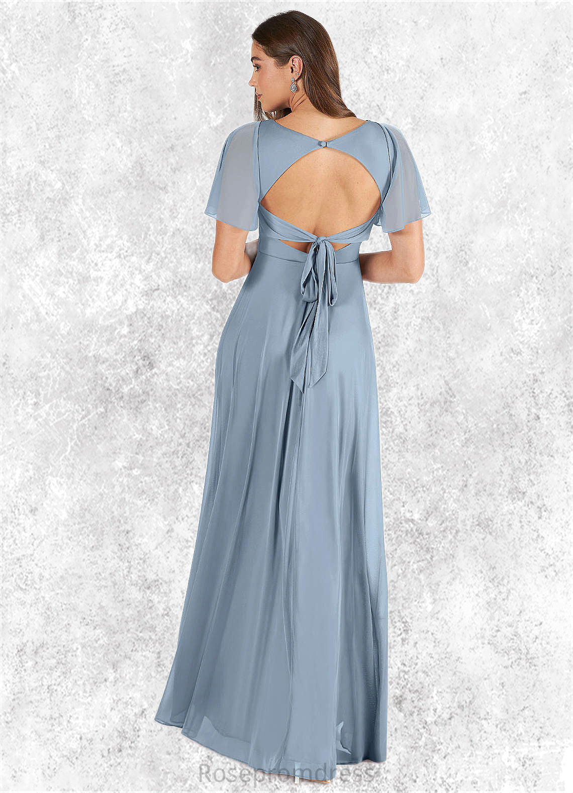 Mabel A-Line Pleated Mesh Floor-Length Dress SRSP0019633